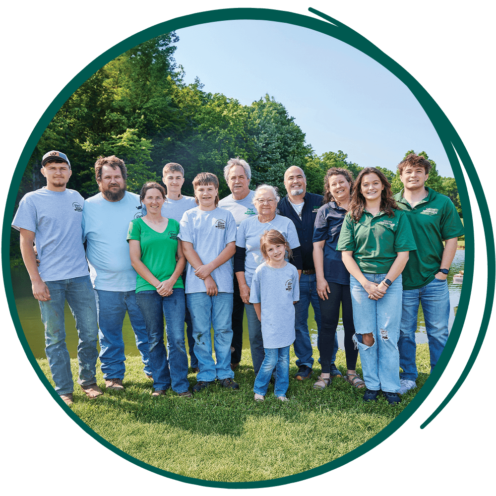 family gathered around for a photo